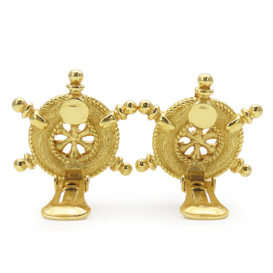 Christian Dior Earring Metal, Rhinestone gold Marin Women Used Authentic