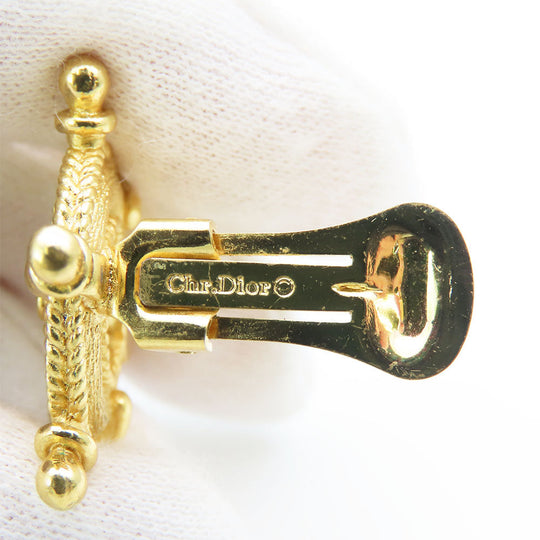 Christian Dior Earring Metal, Rhinestone gold Marin Women Used Authentic