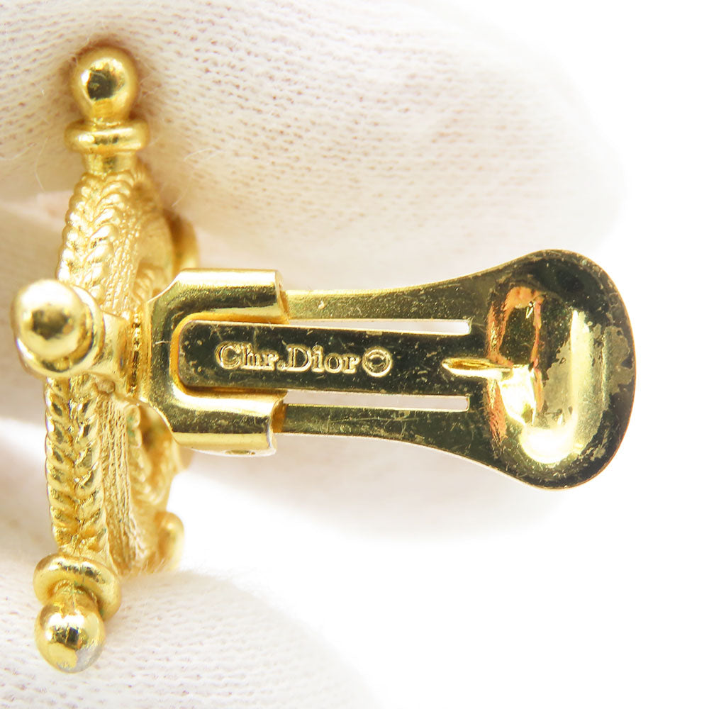 Christian Dior Earring Metal, Rhinestone gold Marin Women Used Authentic