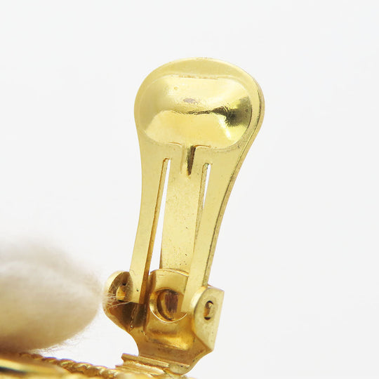 Christian Dior Earring Metal, Rhinestone gold Marin Women Used Authentic