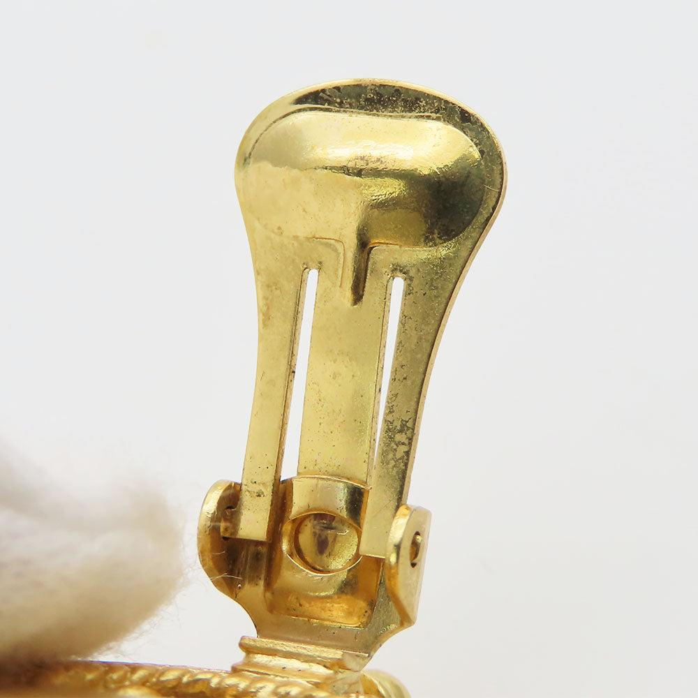 Christian Dior Earring Metal, Rhinestone gold Marin Women Used Authentic