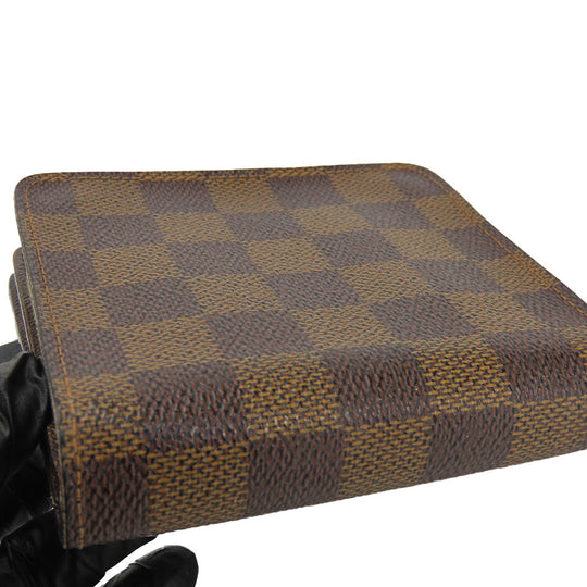 LOUIS VUITTON Bifold Wallet N61668 Damier Brown Compact zip Women Used Authentic