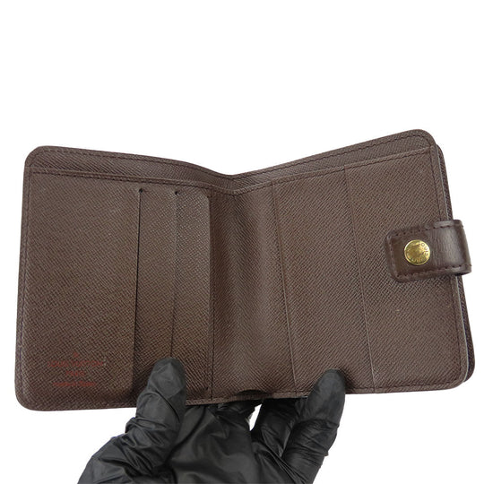 LOUIS VUITTON Bifold Wallet N61668 Damier Brown Compact zip Women Used Authentic