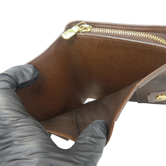 LOUIS VUITTON Bifold Wallet N61668 Damier Brown Compact zip Women Used Authentic