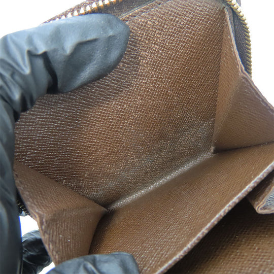 LOUIS VUITTON Bifold Wallet N61668 Damier Brown Compact zip Women Used Authentic