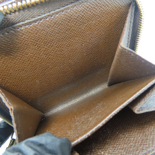 LOUIS VUITTON Bifold Wallet N61668 Damier Brown Compact zip Women Used Authentic