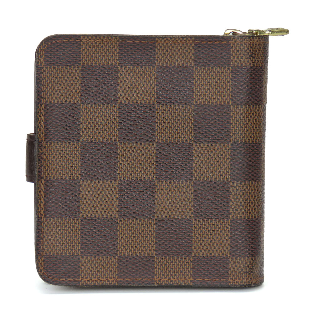 LOUIS VUITTON Bifold Wallet N61668 Damier Brown Compact zip Women Used Authentic