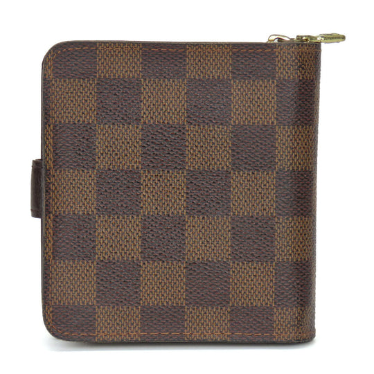LOUIS VUITTON Bifold Wallet N61668 Damier Brown Compact zip Women Used Authentic