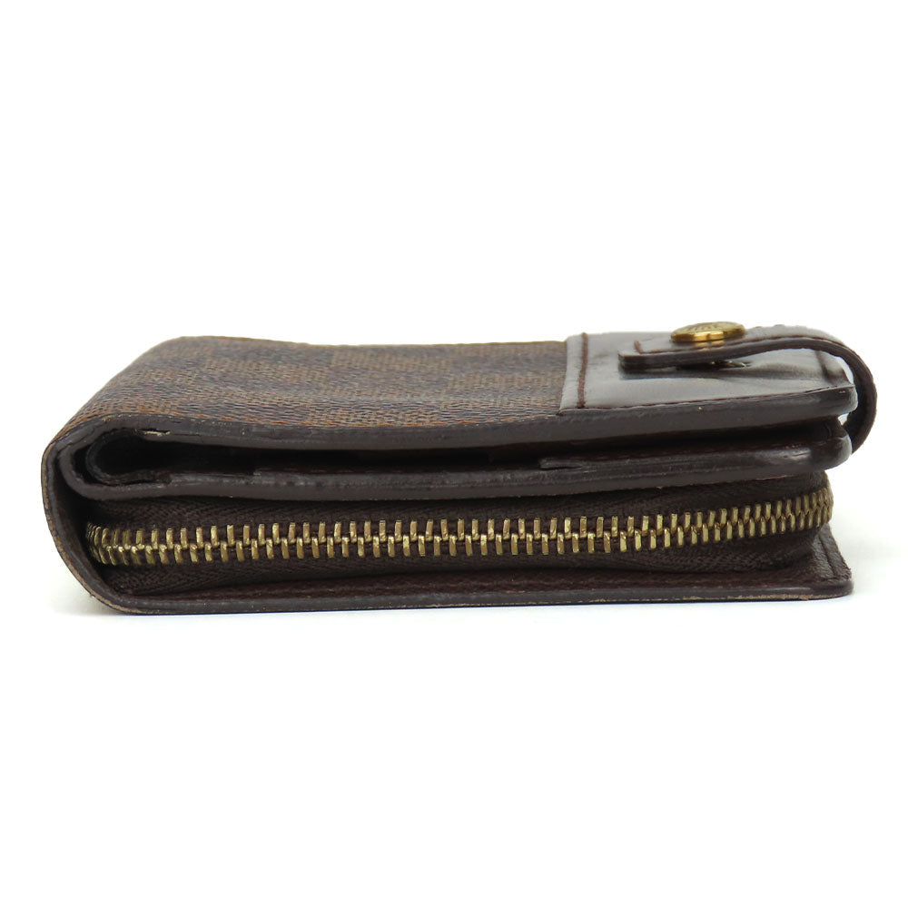 LOUIS VUITTON Bifold Wallet N61668 Damier Brown Compact zip Women Used Authentic