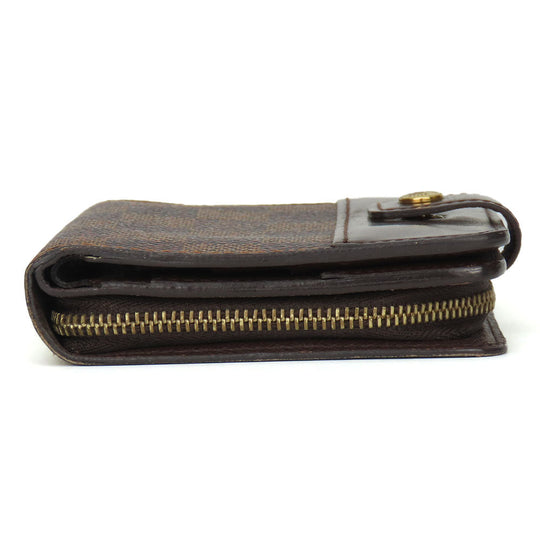LOUIS VUITTON Bifold Wallet N61668 Damier Brown Compact zip Women Used Authentic