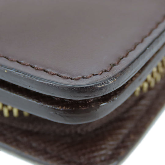 LOUIS VUITTON Bifold Wallet N61668 Damier Brown Compact zip Women Used Authentic
