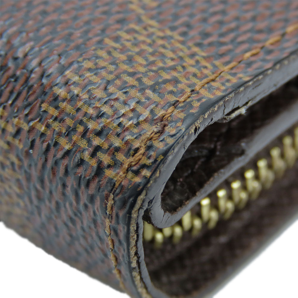 LOUIS VUITTON Bifold Wallet N61668 Damier Brown Compact zip Women Used Authentic