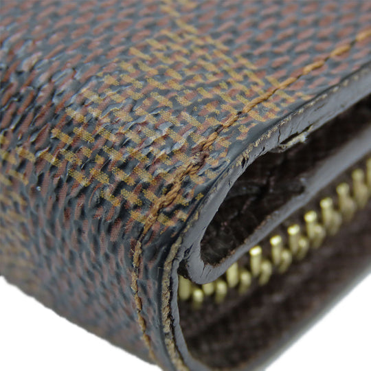 LOUIS VUITTON Bifold Wallet N61668 Damier Brown Compact zip Women Used Authentic