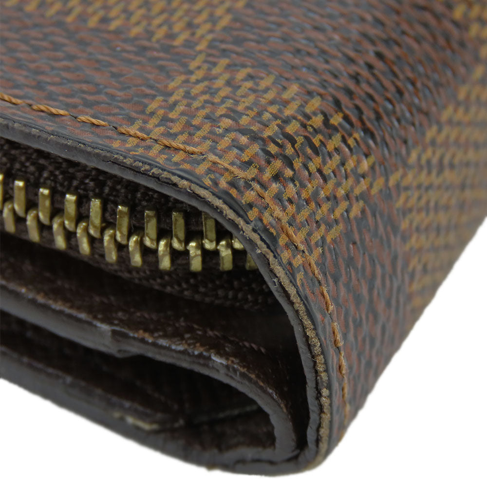 LOUIS VUITTON Bifold Wallet N61668 Damier Brown Compact zip Women Used Authentic