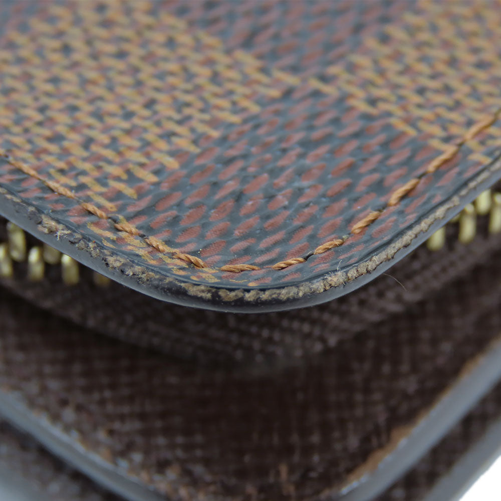 LOUIS VUITTON Bifold Wallet N61668 Damier Brown Compact zip Women Used Authentic