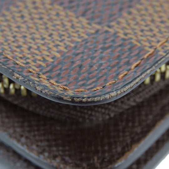 LOUIS VUITTON Bifold Wallet N61668 Damier Brown Compact zip Women Used Authentic