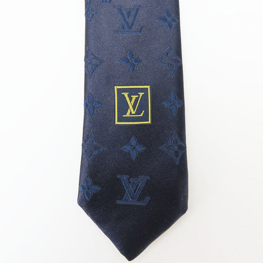 LOUIS VUITTON tie silk Navy mens Used Authentic