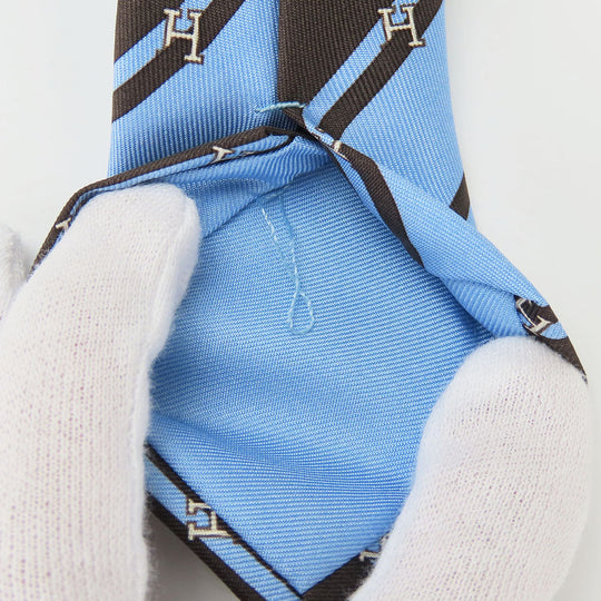 HERMES tie silk Blue type mens Used Authentic