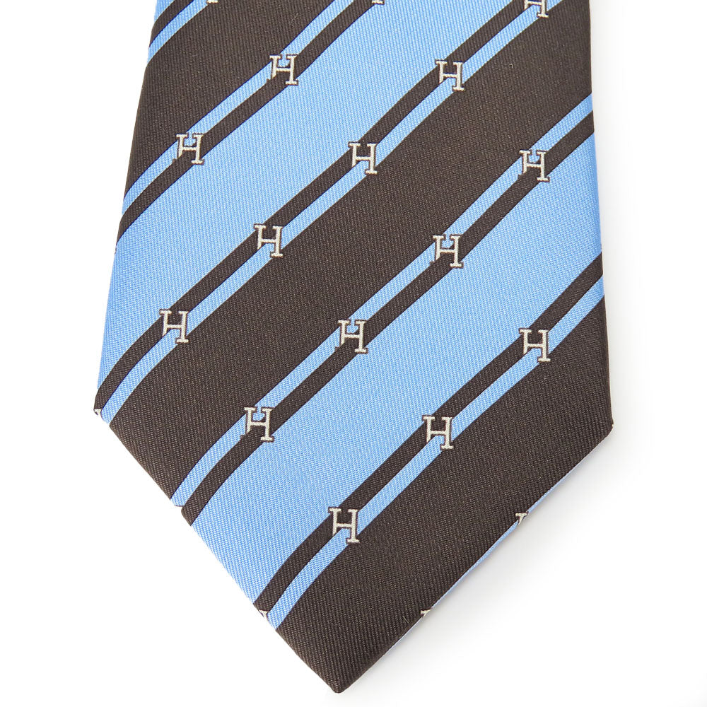 HERMES tie silk Blue type mens Used Authentic