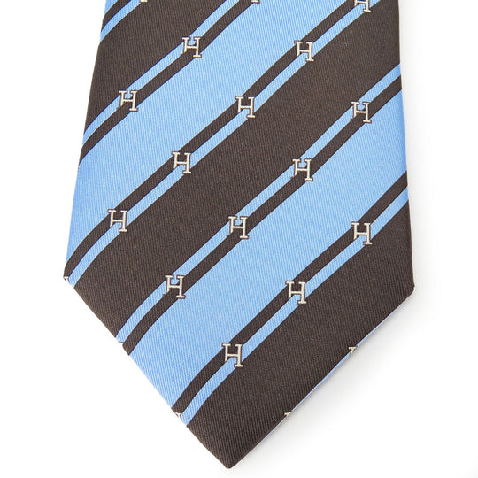 HERMES tie silk Blue type mens Used Authentic