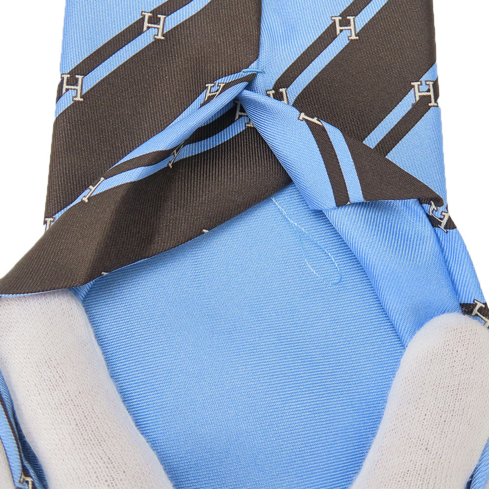 HERMES tie silk Blue type mens Used Authentic