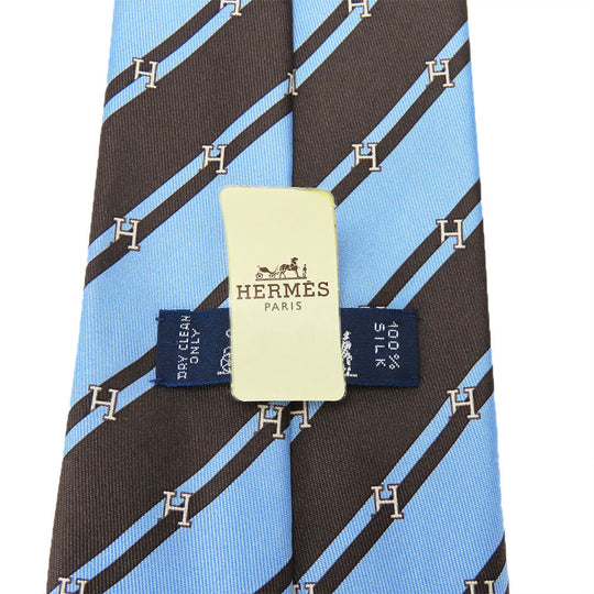 HERMES tie silk Blue type mens Used Authentic