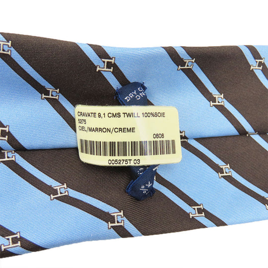 HERMES tie silk Blue type mens Used Authentic