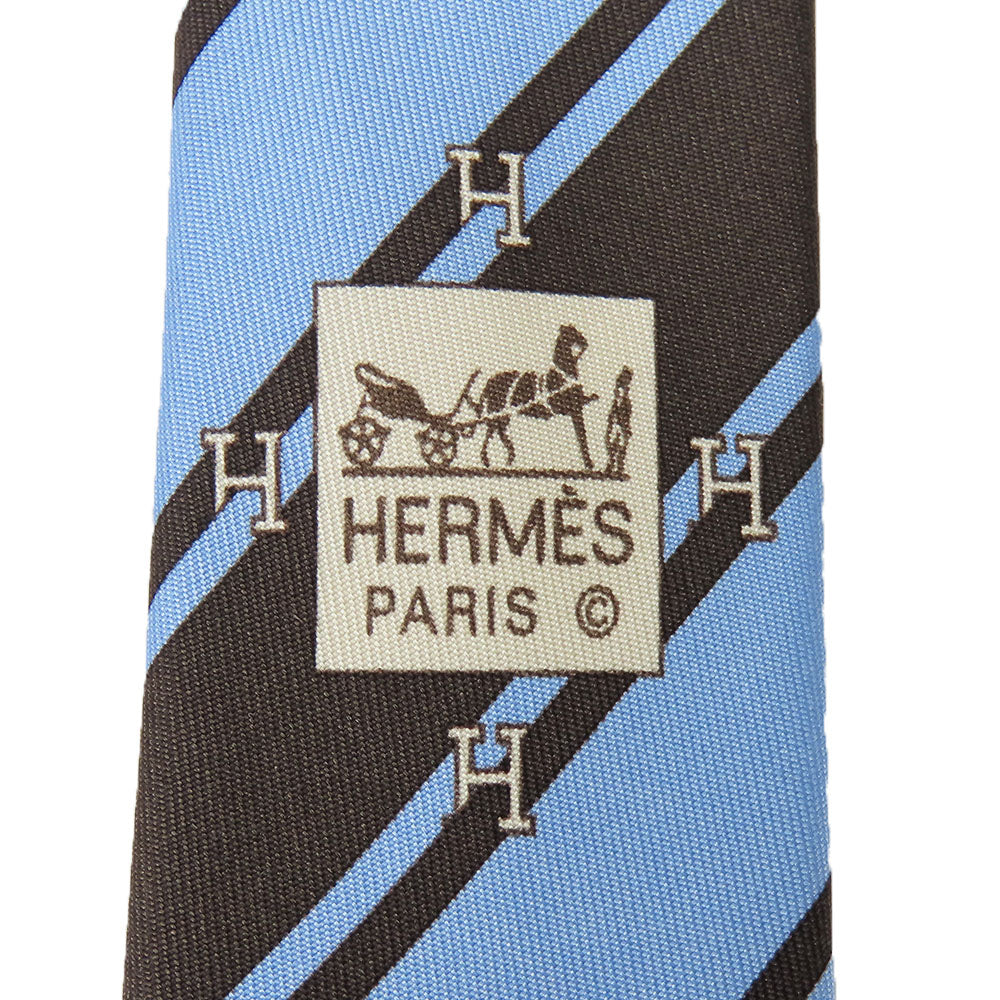 HERMES tie silk Blue type mens Used Authentic