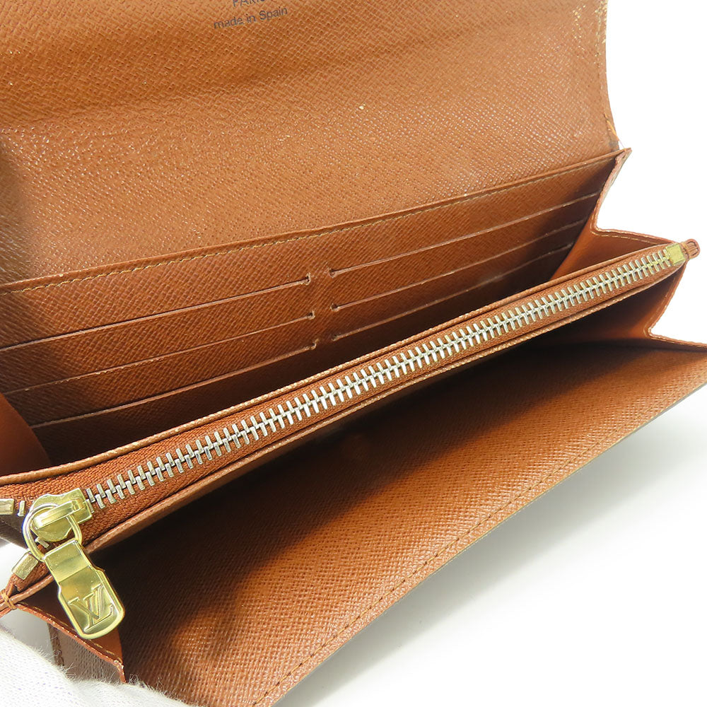 LOUIS VUITTON Long Wallet Purse M61734 Monogram Brown Portefeuille Sara Women Used Authentic
