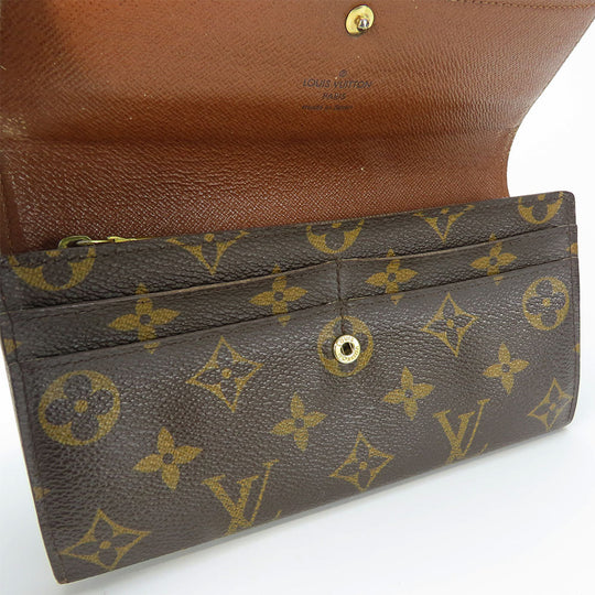 LOUIS VUITTON Long Wallet Purse M61734 Monogram Brown Portefeuille Sara Women Used Authentic