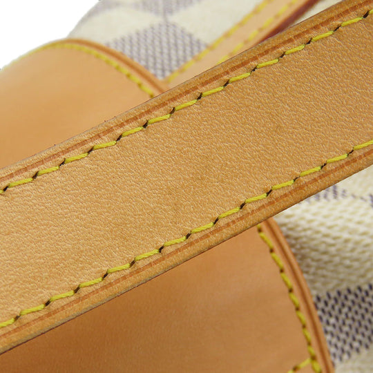 LOUIS VUITTON Tote Bag N42220 Damier Azur, Tanned Leather white Stresa PM Women Used Authentic