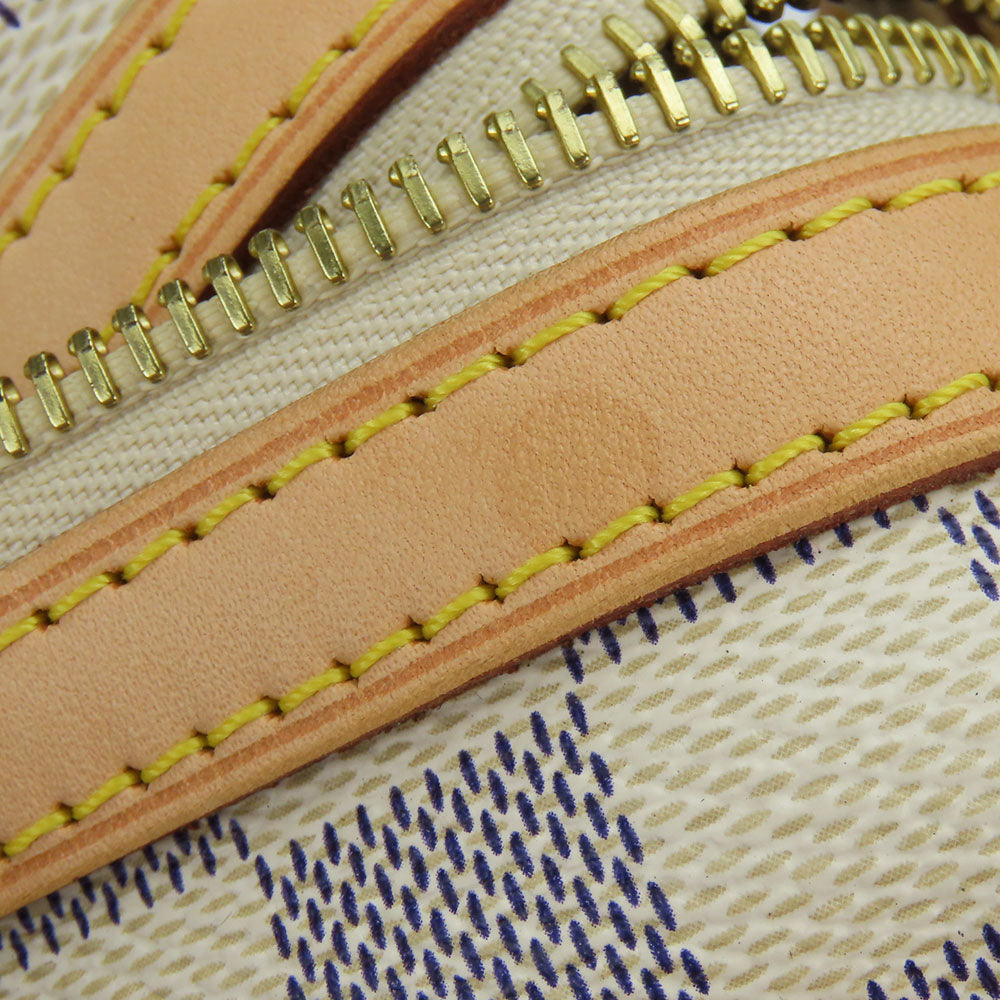 LOUIS VUITTON Tote Bag N42220 Damier Azur, Tanned Leather white Stresa PM Women Used Authentic