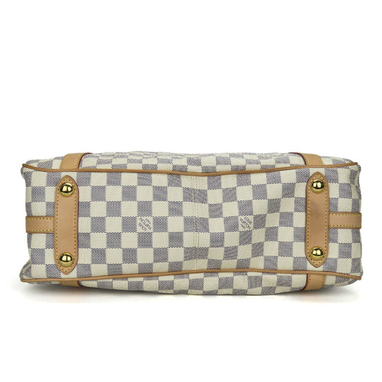 LOUIS VUITTON Tote Bag N42220 Damier Azur, Tanned Leather white Stresa PM Women Used Authentic