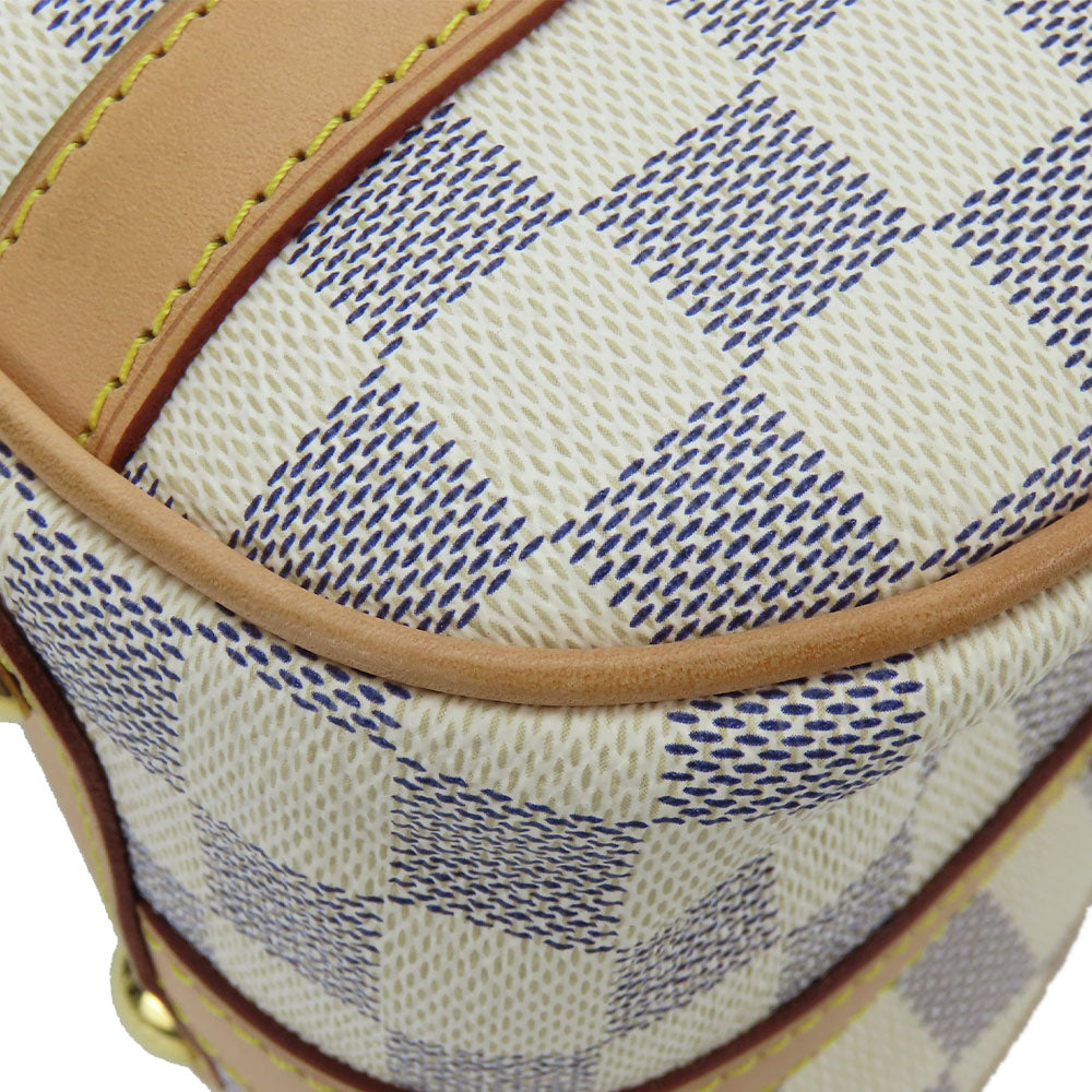 LOUIS VUITTON Tote Bag N42220 Damier Azur, Tanned Leather white Stresa PM Women Used Authentic