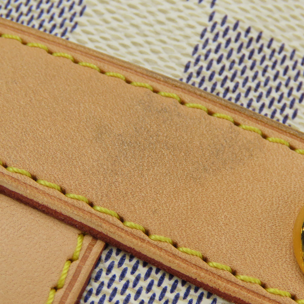 LOUIS VUITTON Tote Bag N42220 Damier Azur, Tanned Leather white Stresa PM Women Used Authentic