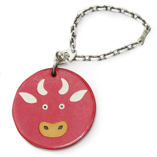 HERMES Bag charm Leather, Silver925 Red animal Women Used Authentic