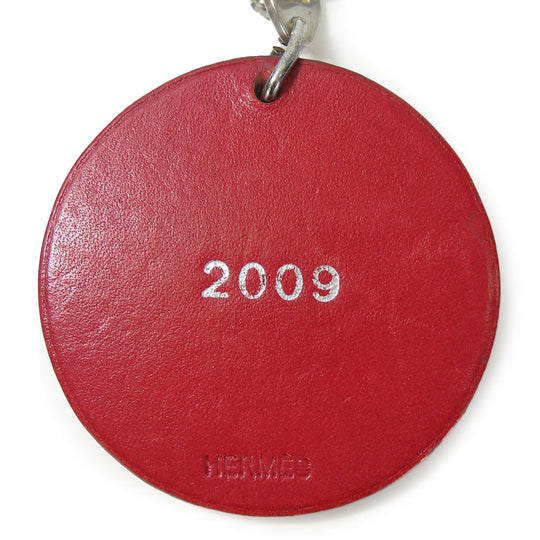 HERMES Bag charm Leather, Silver925 Red animal Women Used Authentic
