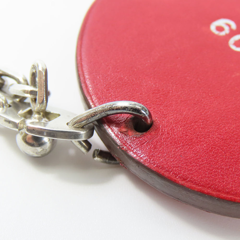 HERMES Bag charm Leather, Silver925 Red animal Women Used Authentic