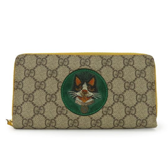 GUCCI Long Wallet Purse 506279 GG Supreme Canvas beige Women Used Authentic