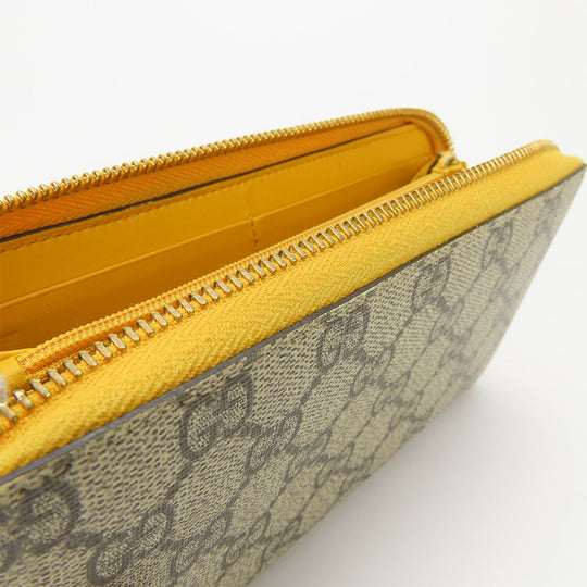 GUCCI Long Wallet Purse 506279 GG Supreme Canvas beige Women Used Authentic