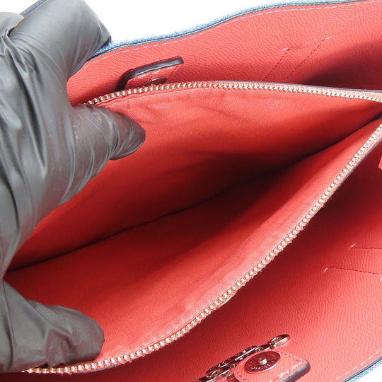 COACH Tote Bag 91140 Denim, Leather blue Women Used Authentic