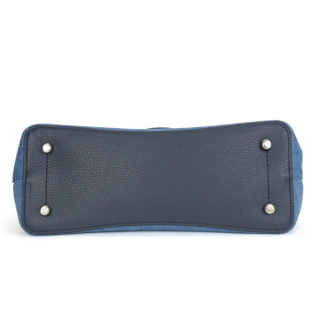 COACH Tote Bag 91140 Denim, Leather blue Women Used Authentic