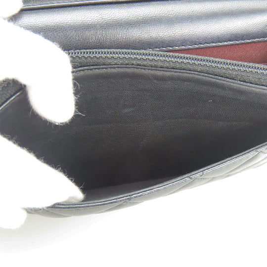 CHANEL Shoulder Bag lambskin black Matrasse Chain wallet Women Used Authentic