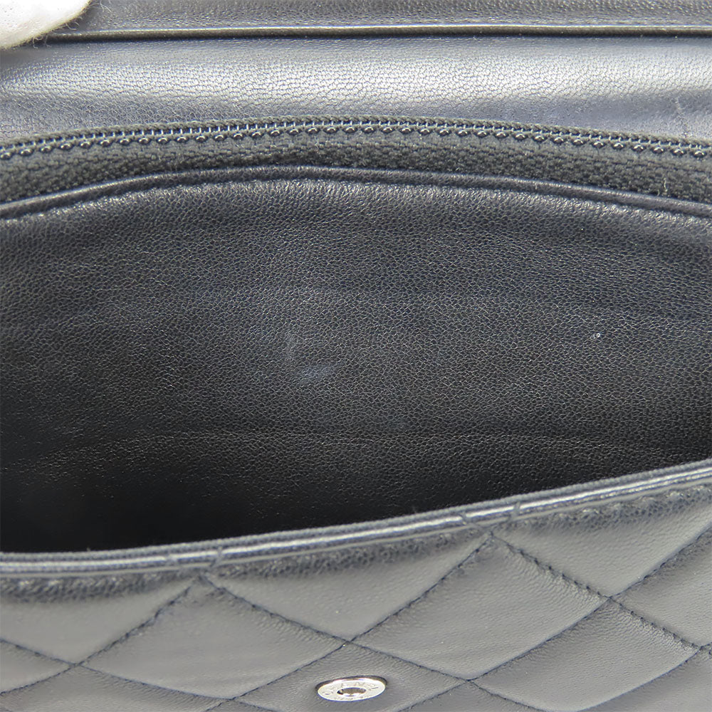 CHANEL Shoulder Bag lambskin black Matrasse Chain wallet Women Used Authentic