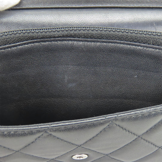 CHANEL Shoulder Bag lambskin black Matrasse Chain wallet Women Used Authentic