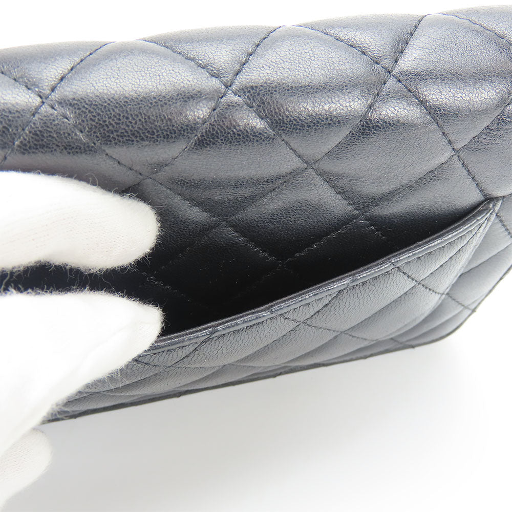 CHANEL Shoulder Bag lambskin black Matrasse Chain wallet Women Used Authentic