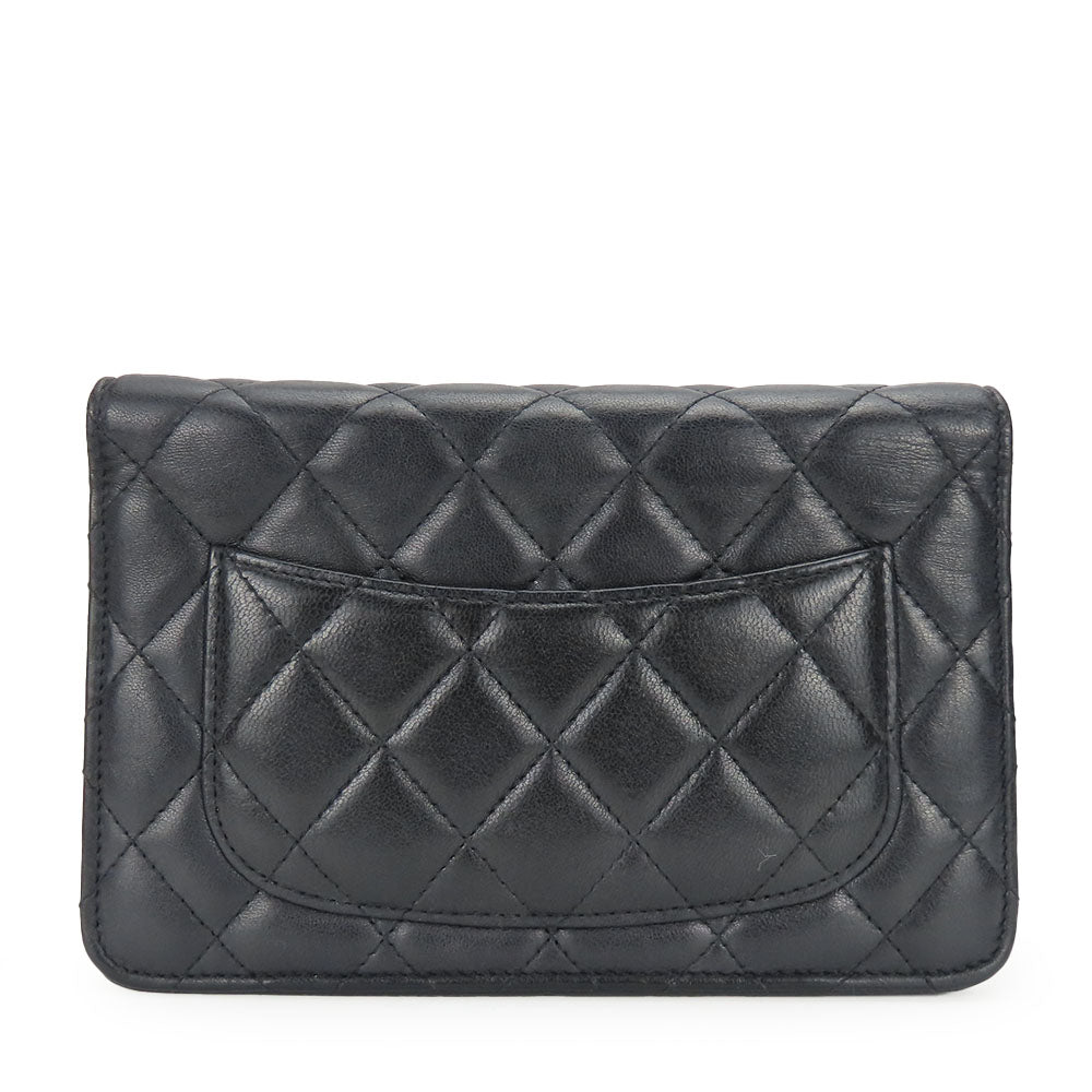 CHANEL Shoulder Bag lambskin black Matrasse Chain wallet Women Used Authentic