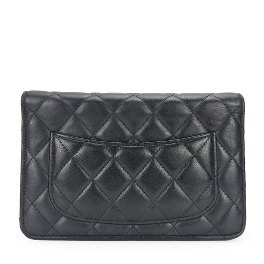 CHANEL Shoulder Bag lambskin black Matrasse Chain wallet Women Used Authentic