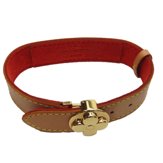 LOUIS VUITTON bracelet M64448 Tanned leather, metal beige Good Luck Bless Women Used Authentic
