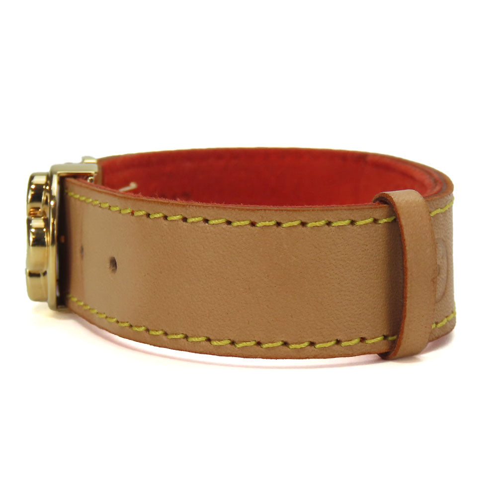LOUIS VUITTON bracelet M64448 Tanned leather, metal beige Good Luck Bless Women Used Authentic